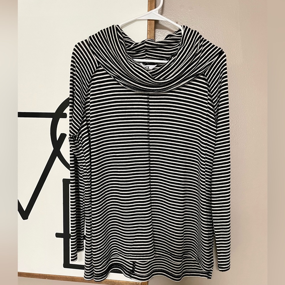 Boutique black & white cowl neck sweater